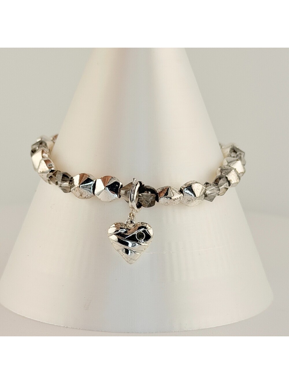 Bomb Party Bracelet - Halloween Mummy Heart on Silver Plating Beaded Stretchy